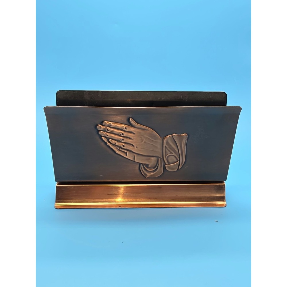 Vintage Copper Craft Praying Hands Napkin Mail Holder